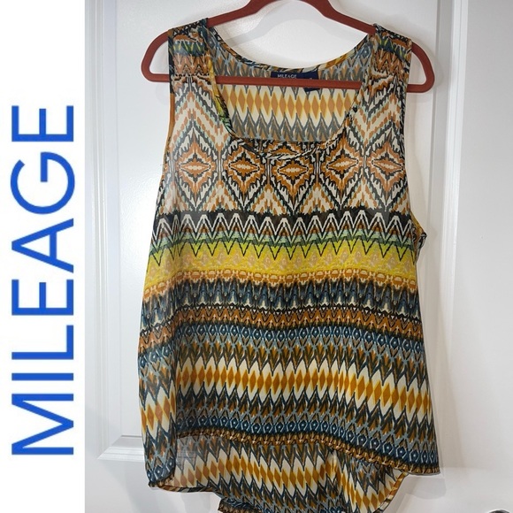 Mileage Tops - Mileage Plus Chevron Sleeveless High Low Split Back Top. Size 2X. EUC